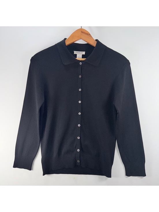 Harold's Sweaters - Harold's Fine Knit Button Down Polo Cardigan - S